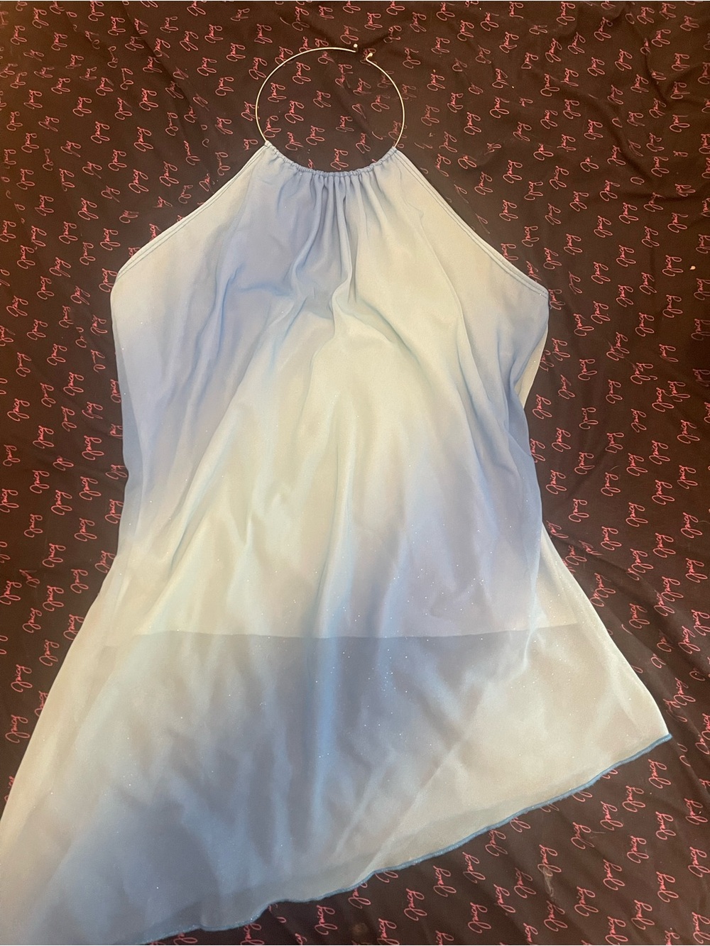 Finesse Pale Blue Sheer Halter Top